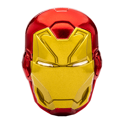 A picture of a Pièce d’argent de 2 oz du casque d’Iron ManMC de Marvel (2024)